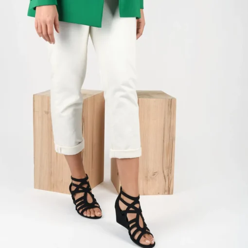 Sandales NOIR Femme Motif Uni Fermeture éclair
