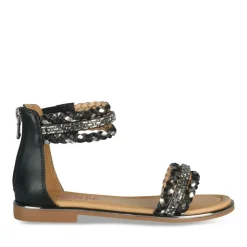 Sandales NOIR Fille Motif Tressé Fermeture éclair