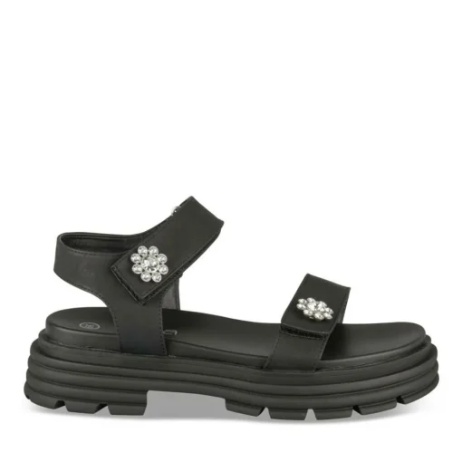 Sandales NOIR Fille Motif Fleuri Scratch