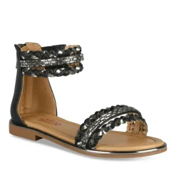 Sandales NOIR Fille Motif Tressé Fermeture éclair