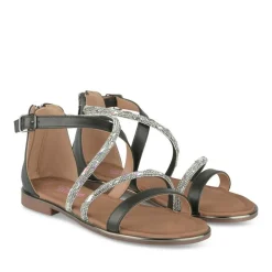 Sandales NOIR Fille Motif Paillettes Fermeture éclair