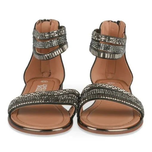 Sandales NOIR Fille Motif Paillettes Fermeture éclair