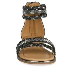 Sandales NOIR Fille Motif Tressé Fermeture éclair