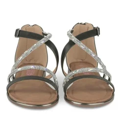 Sandales NOIR Fille Motif Paillettes Fermeture éclair