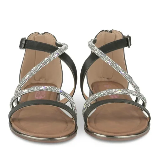 Sandales NOIR Fille Motif Paillettes Fermeture éclair