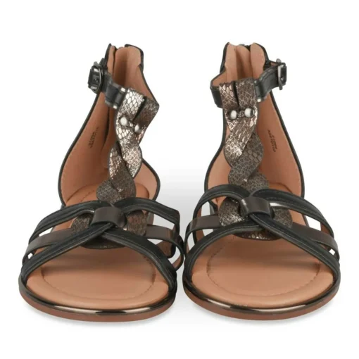 Sandales NOIR Fille Motif Animal Fermeture éclair