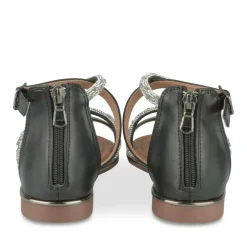 Sandales NOIR Fille Motif Paillettes Fermeture éclair