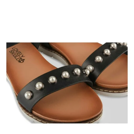 Sandales NOIR Fille Motif Perle Boucle