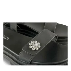 Sandales NOIR Fille Motif Fleuri Scratch
