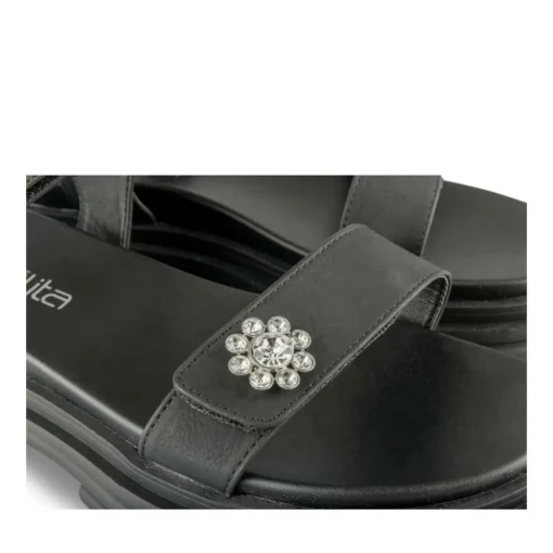 Sandales NOIR Fille Motif Fleuri Scratch