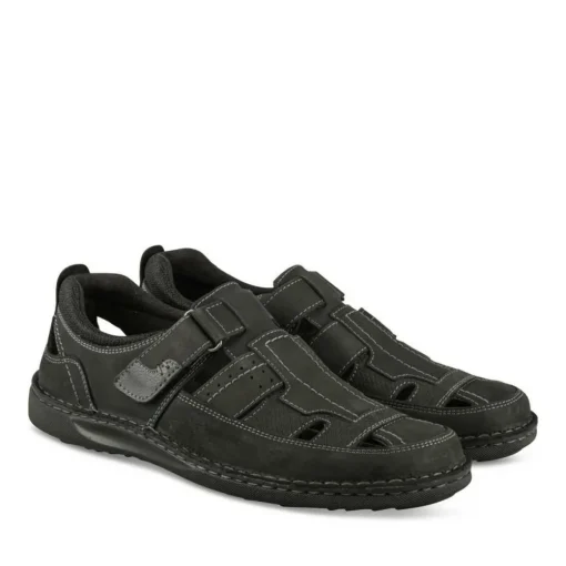 Sandales NOIR Homme CUIR Motif Uni Scratch