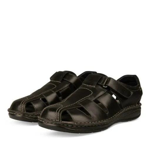 Sandales NOIR Homme CUIR Motif Uni Scratch