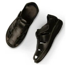 Sandales NOIR Homme CUIR Motif Uni Scratch