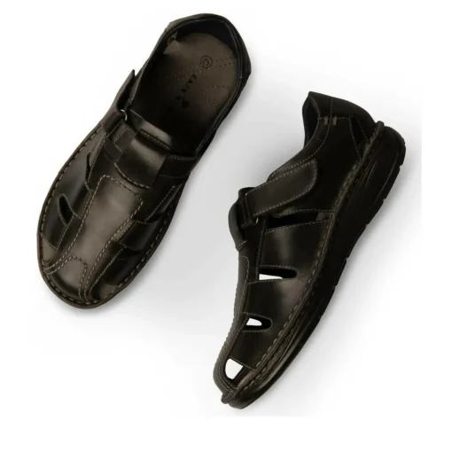 Sandales NOIR Homme CUIR Motif Uni Scratch