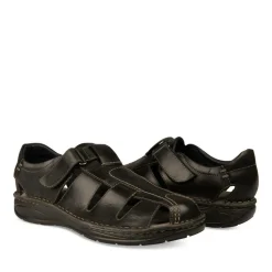 Sandales NOIR Homme CUIR Motif Uni Scratch