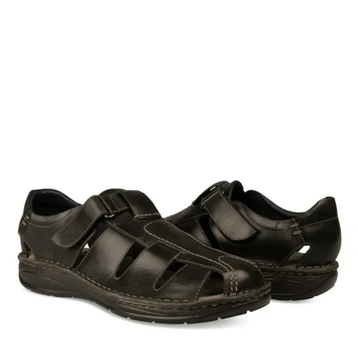 Sandales NOIR Homme CUIR Motif Uni Scratch