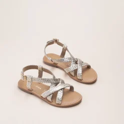 Sandales OR Femme CUIR Motif Tressé Boucle