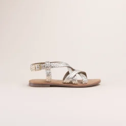 Sandales OR Femme CUIR Motif Tressé Boucle