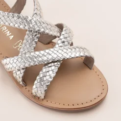 Sandales OR Femme CUIR Motif Tressé Boucle