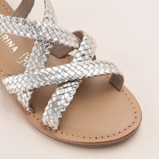 Sandales OR Femme CUIR Motif Tressé Boucle