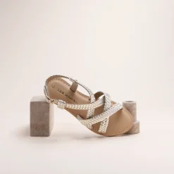 Sandales OR Femme CUIR Motif Tressé Boucle