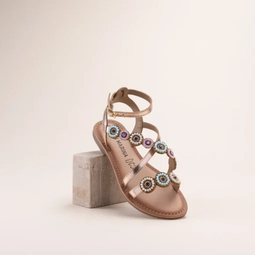 Sandales OR Femme CUIR Motif Perle Boucle