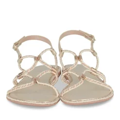 Sandales OR Femme Motif Tressé Boucle
