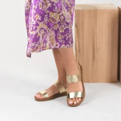 Sandales OR Femme Motif Uni Elastique