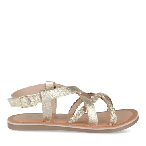 Sandales OR Fille CUIR Motif Tressé Boucle