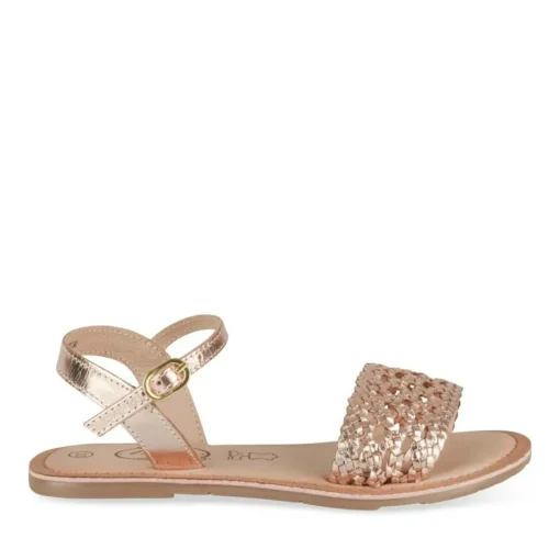 Sandales OR Fille CUIR Motif Tressé Boucle