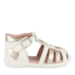 Sandales OR Fille CUIR Motif Coeurs Boucle