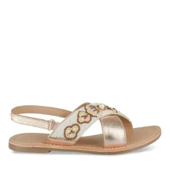 Sandales OR Fille CUIR Motif Perle Boucle