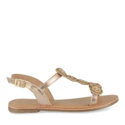 Sandales OR Fille CUIR Motif Perle Boucle