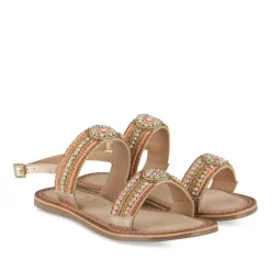 Sandales OR Fille CUIR Motif Perle Boucle