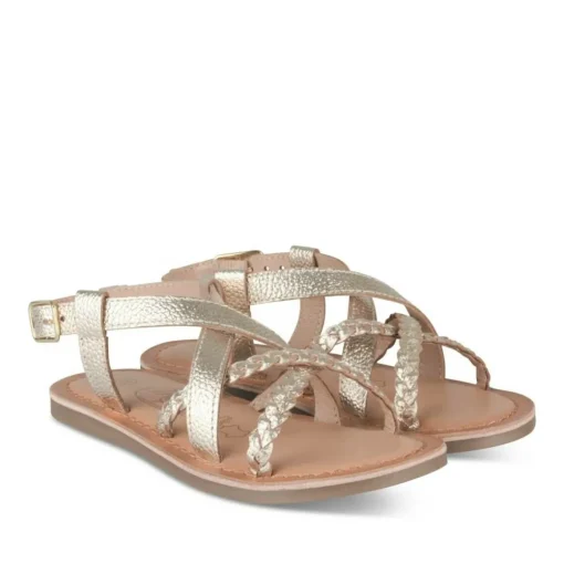 Sandales OR Fille CUIR Motif Tressé Boucle