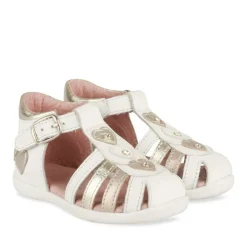 Sandales OR Fille CUIR Motif Coeurs Boucle