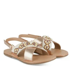 Sandales OR Fille CUIR Motif Perle Boucle