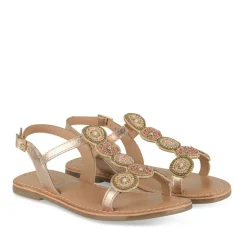 Sandales OR Fille CUIR Motif Perle Boucle