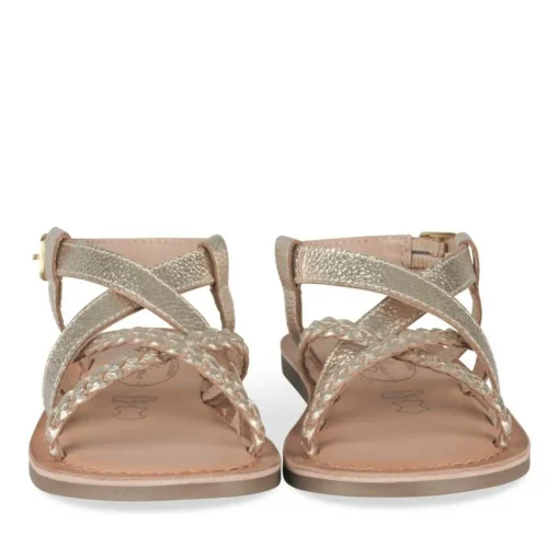 Sandales OR Fille CUIR Motif Tressé Boucle