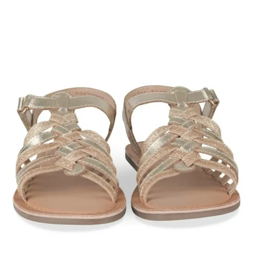 Sandales OR Fille CUIR Motif Tressé Scratch