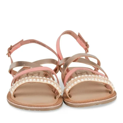 Sandales OR Fille CUIR Motif Perle Boucle