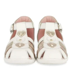 Sandales OR Fille CUIR Motif Coeurs Boucle