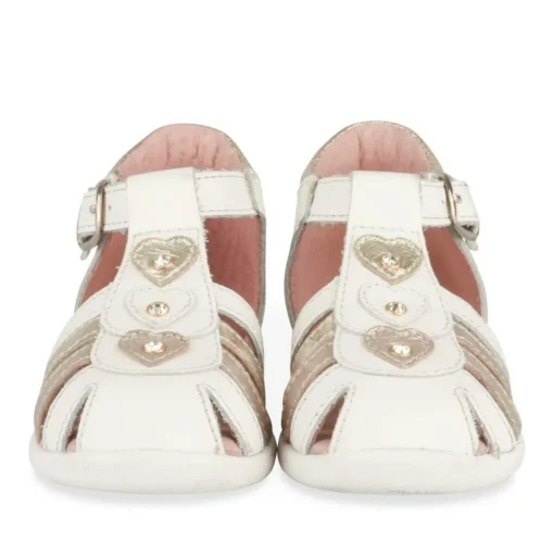 Sandales OR Fille CUIR Motif Coeurs Boucle