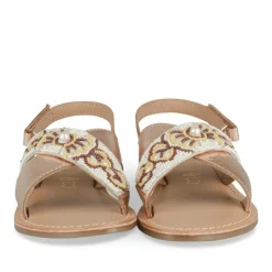 Sandales OR Fille CUIR Motif Perle Boucle