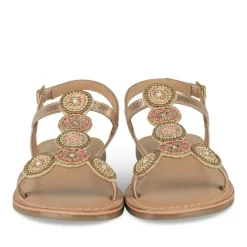 Sandales OR Fille CUIR Motif Perle Boucle