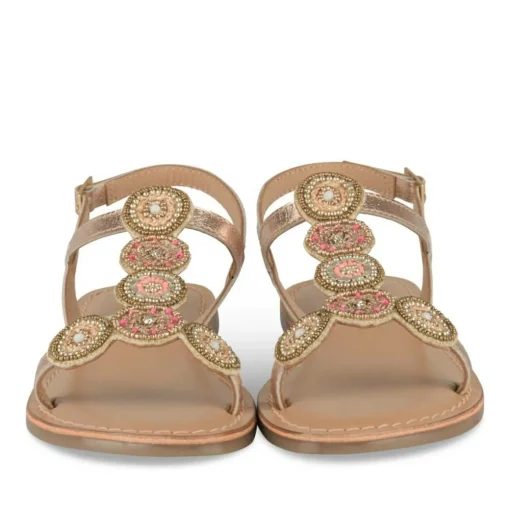 Sandales OR Fille CUIR Motif Perle Boucle