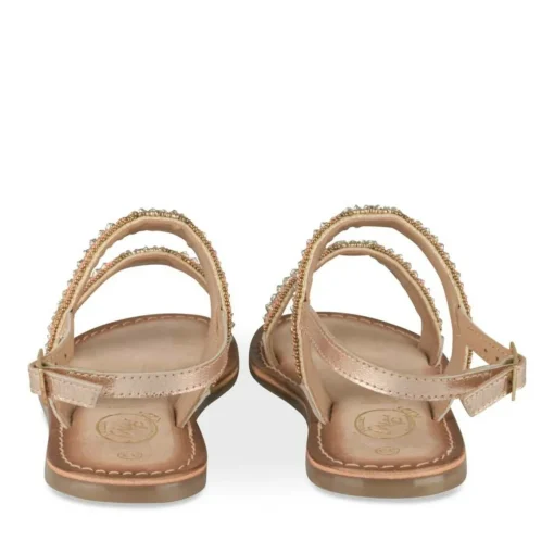 Sandales OR Fille CUIR Motif Perle Boucle
