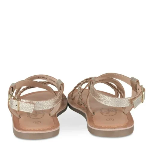 Sandales OR Fille CUIR Motif Tressé Boucle