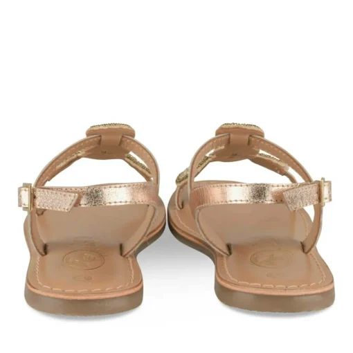 Sandales OR Fille CUIR Motif Perle Boucle