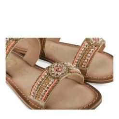 Sandales OR Fille CUIR Motif Perle Boucle